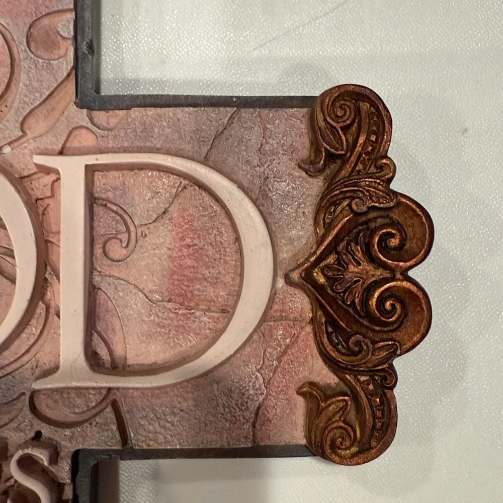 Decorative Brown and Pink Wall Cross